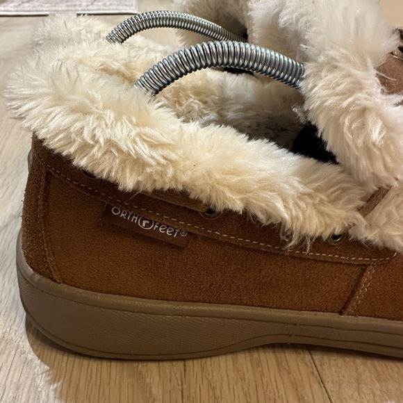 Orthofeet Men's Orthopedic Brown Faux Fur Tuscany Slippers Size 10.5 Comfort - Picture 4 of 8